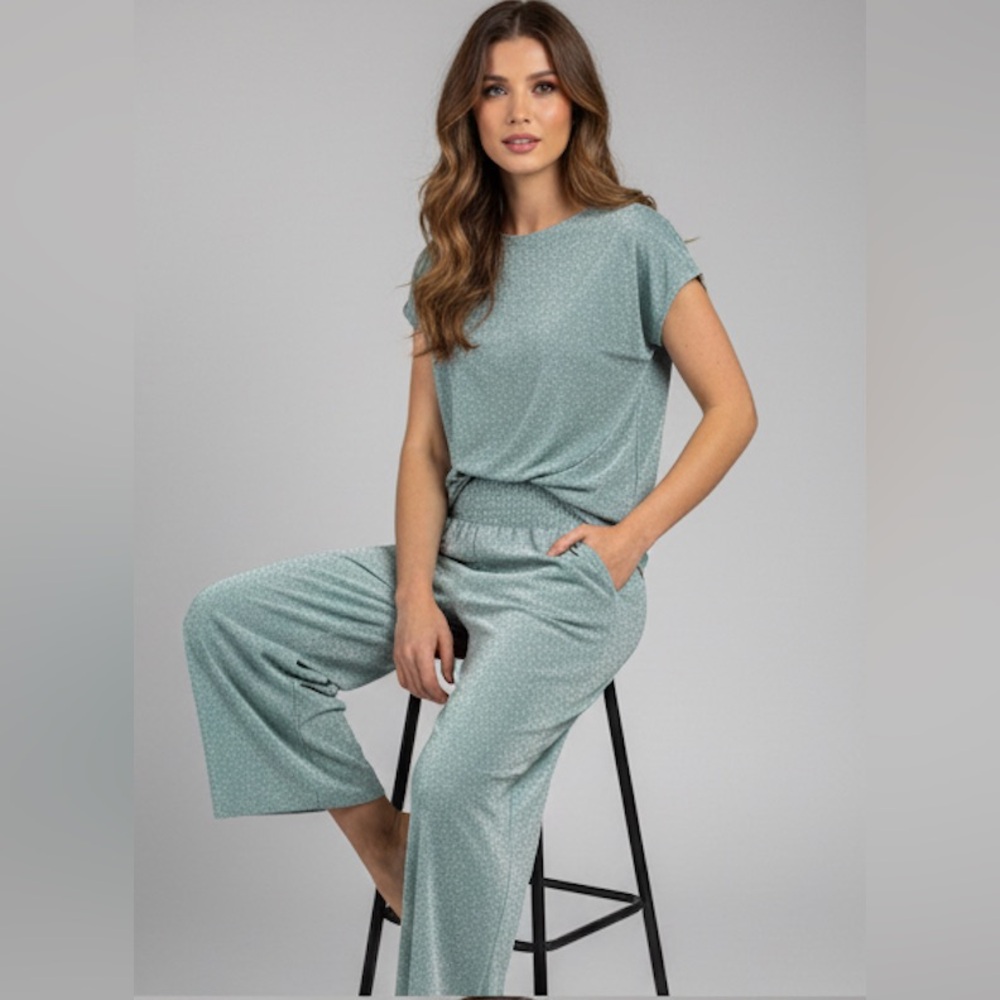 Boston Proper Glitter Pant Suit Blue/Green - Picture 7 of 8